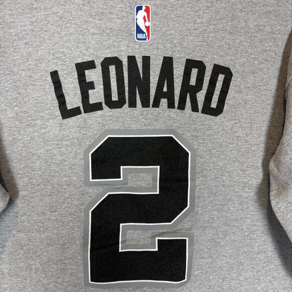 Adidas San Antonio Spurs Sweatshirt Men Medium Gray #2 Kawhi Leonard Long Sleeve - Picture 7 of 13